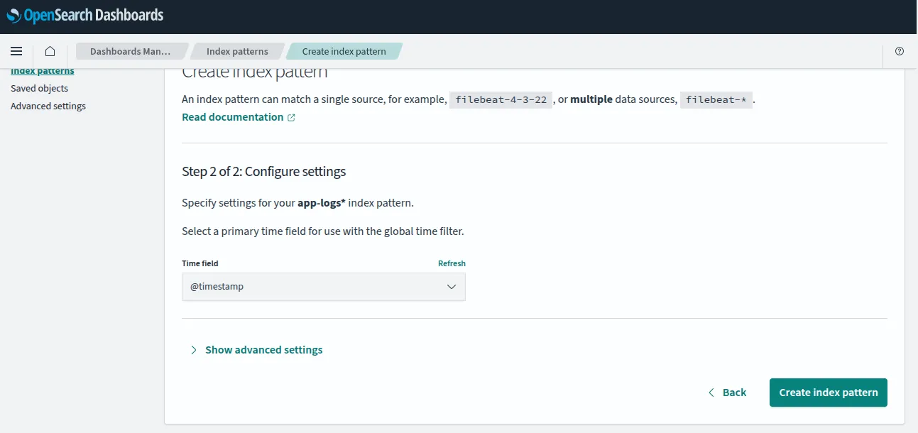 Step 2 of Index Pattern